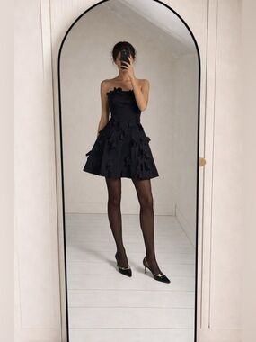 Bebe Black Strapless Bandage Dress LBD Y2K Night Out Club Size xs